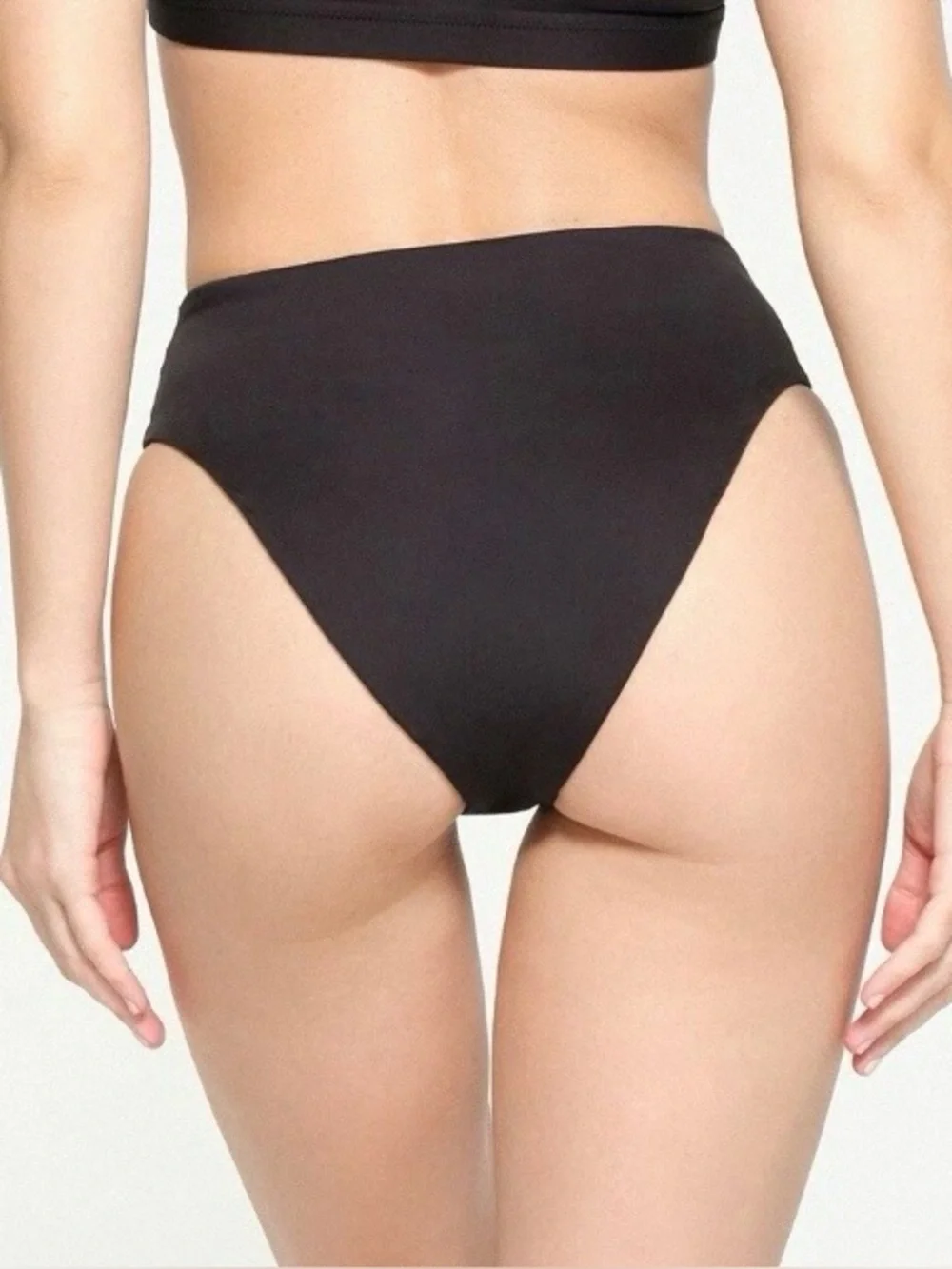 Skims Mid Waist Onyx Black Bikini Swim Bottoms Size L